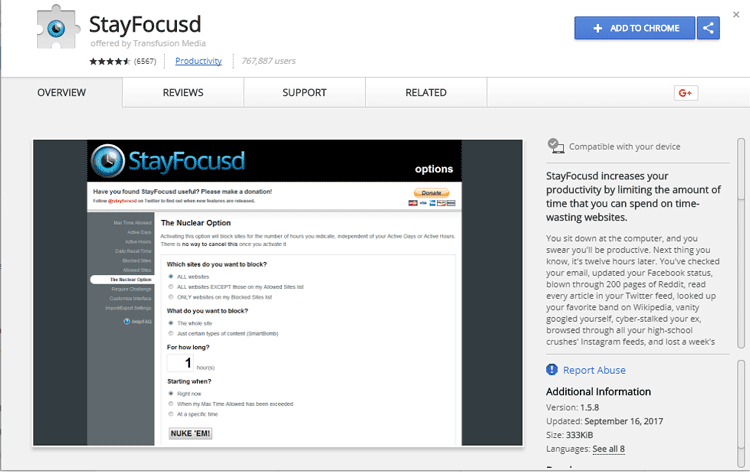 stayfocused chrome extension