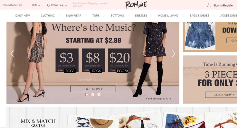 cheap clothing sites like romwe